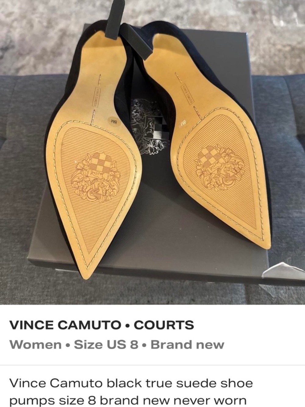 Vincent camuto black suede pump